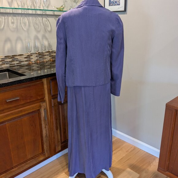 Liz Claiborne Vintage Purple Sheath Maxi Dress Jacket 2pc Set Size 6 Formal - Picture 9 of 9
